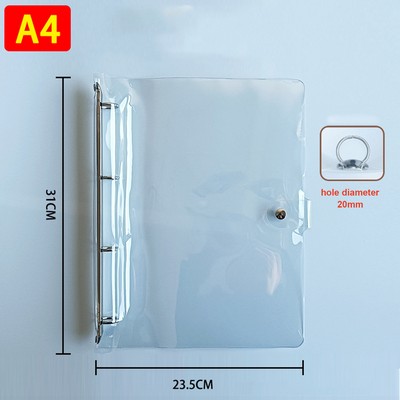 A4 Clear Soft PVC Round Ring Binders, 4-Ring Binder Cover with Snap Button Closure
